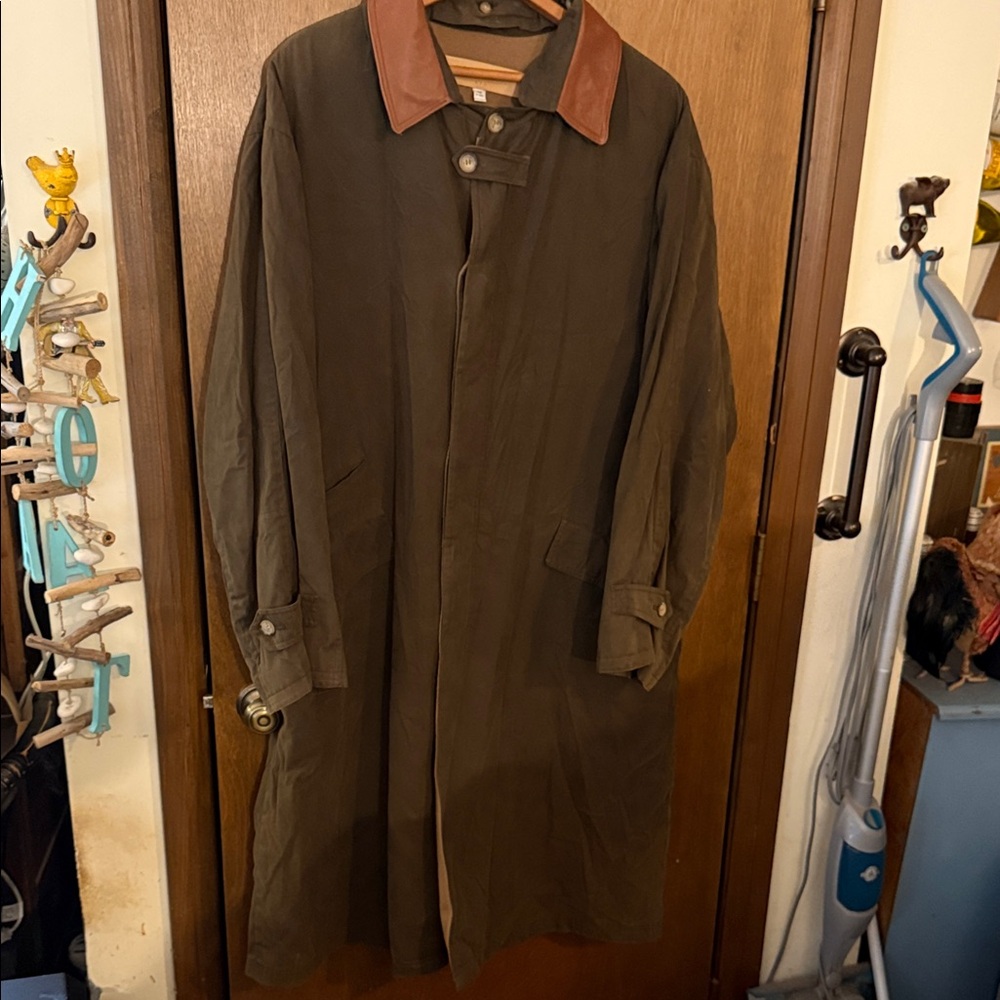McKenzie Tribe Men's Trench Coat w/ Leather Trim and Soft Wool Blend Lining